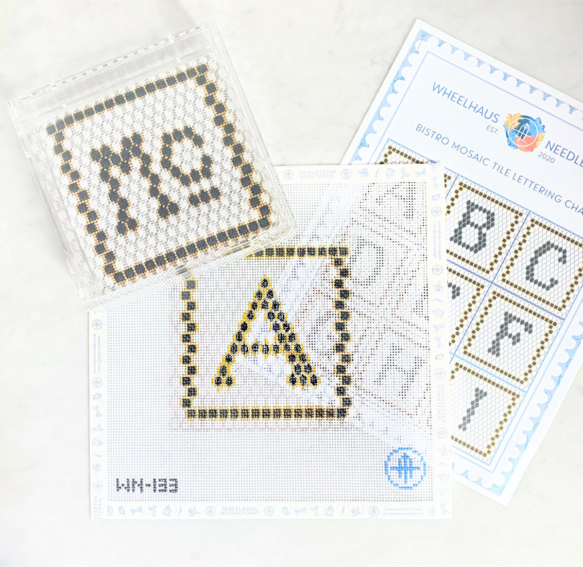 Monogram Tile Coasters French Bistro Monogram Tile Coaster - Customizable – Wheelhaus Needlepoint