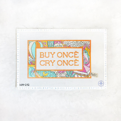 Needlepoint design with wording and decorative print around the boarder